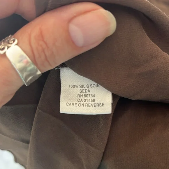 BCBGMAX Brown Silk Slip Dress with Belt - Picture 5 of 11